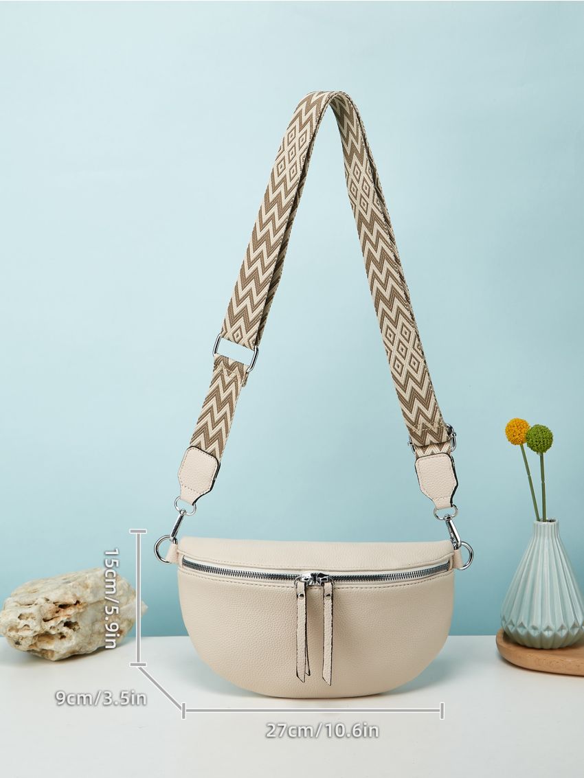 Fashionable Fanny Pack Litchi Embossed With Zipper PU, Mothers Day Gift For Mom