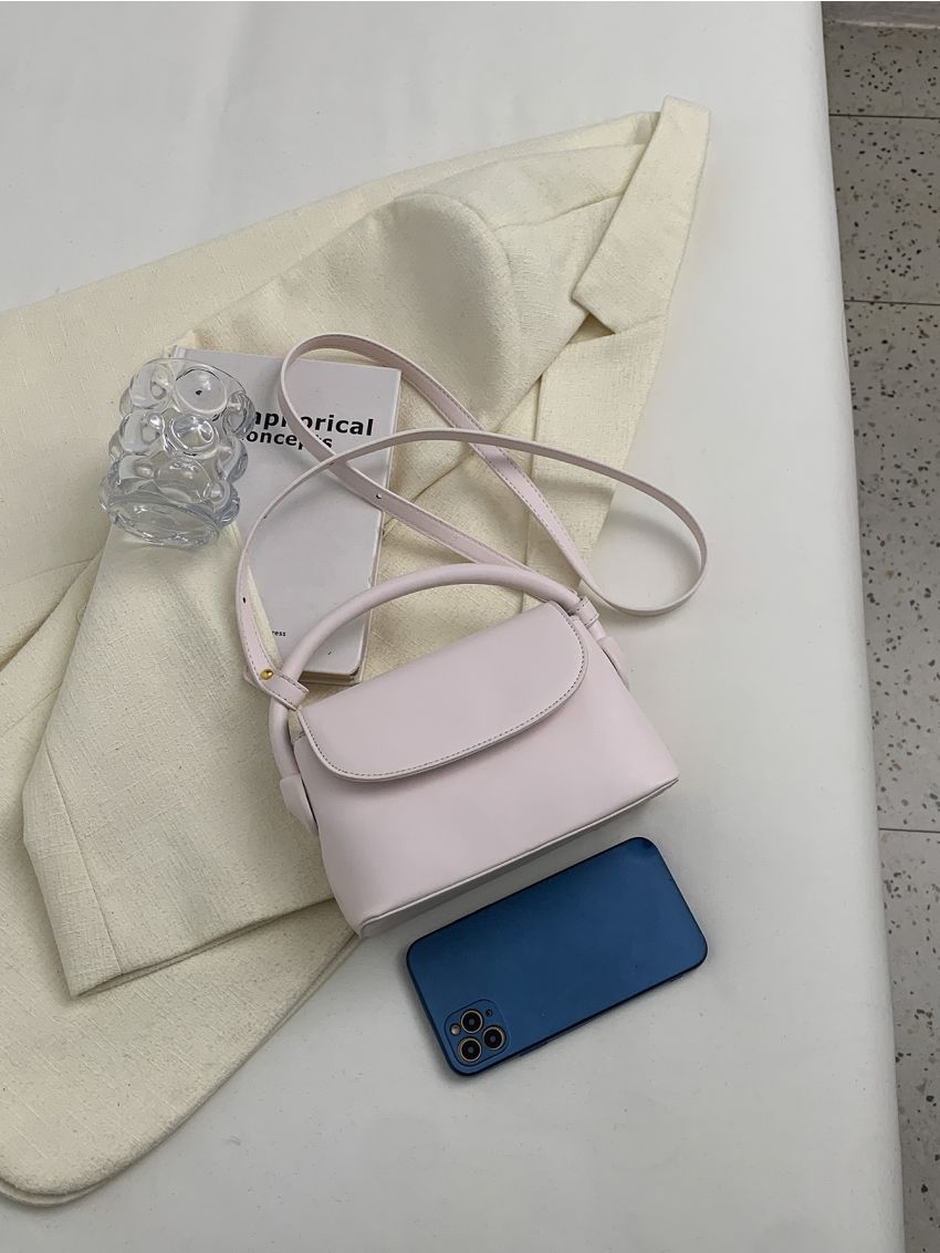 Mini Square Bag White Flap PU For Office