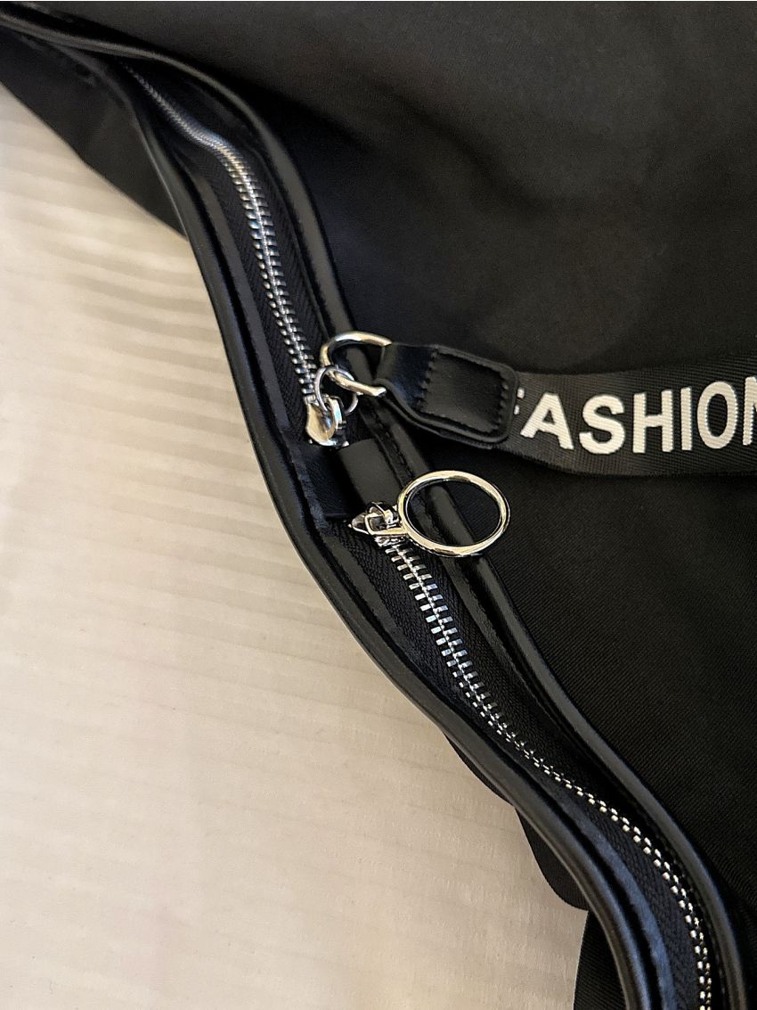 Letter Graphic Hobo Bag Unisex Adjustable Strap Waterproof Polyester