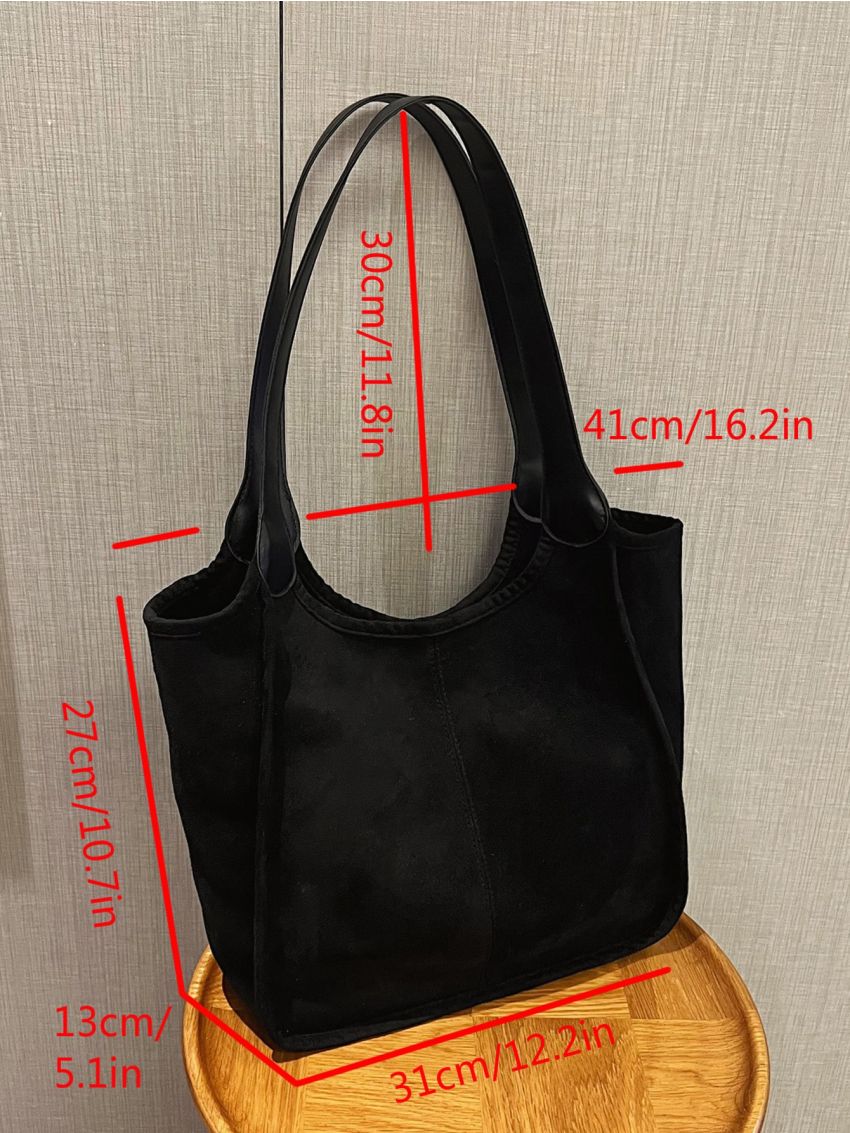Large Capacity Tote Bag Minimalist Black PU