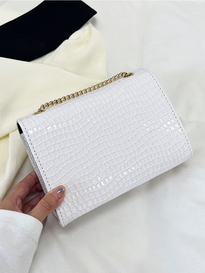 Mini Flap Square Bag Geometric Embossed Turn Lock