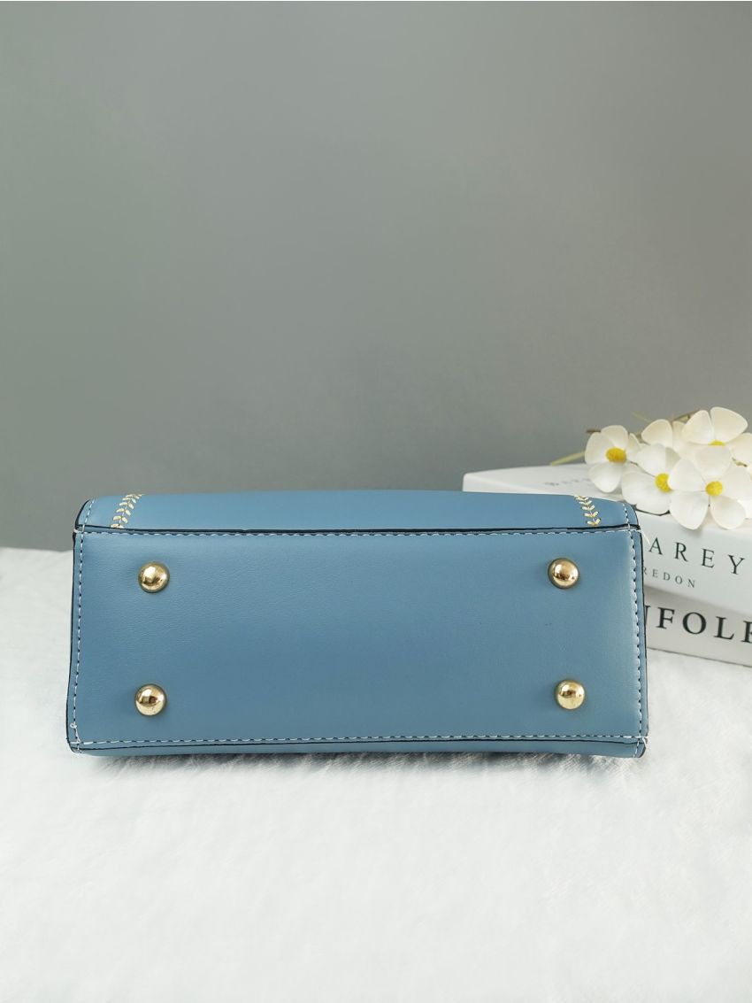 Two Tone Square Bag Stitch Detail PU