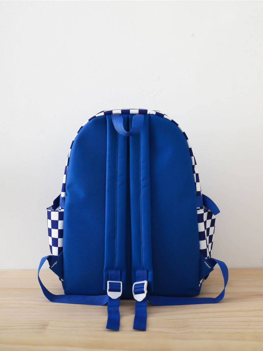 5pcs Bag Sets Classic Backpack Shopper Clutch Bucket Pencil Bag Preppy Cartoon Bear & Checkered Pattern