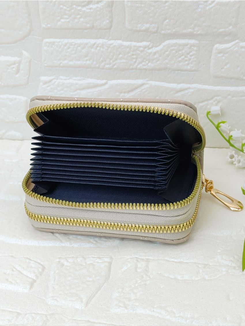 Stitch Detail Multiple Card Slots With Zipper