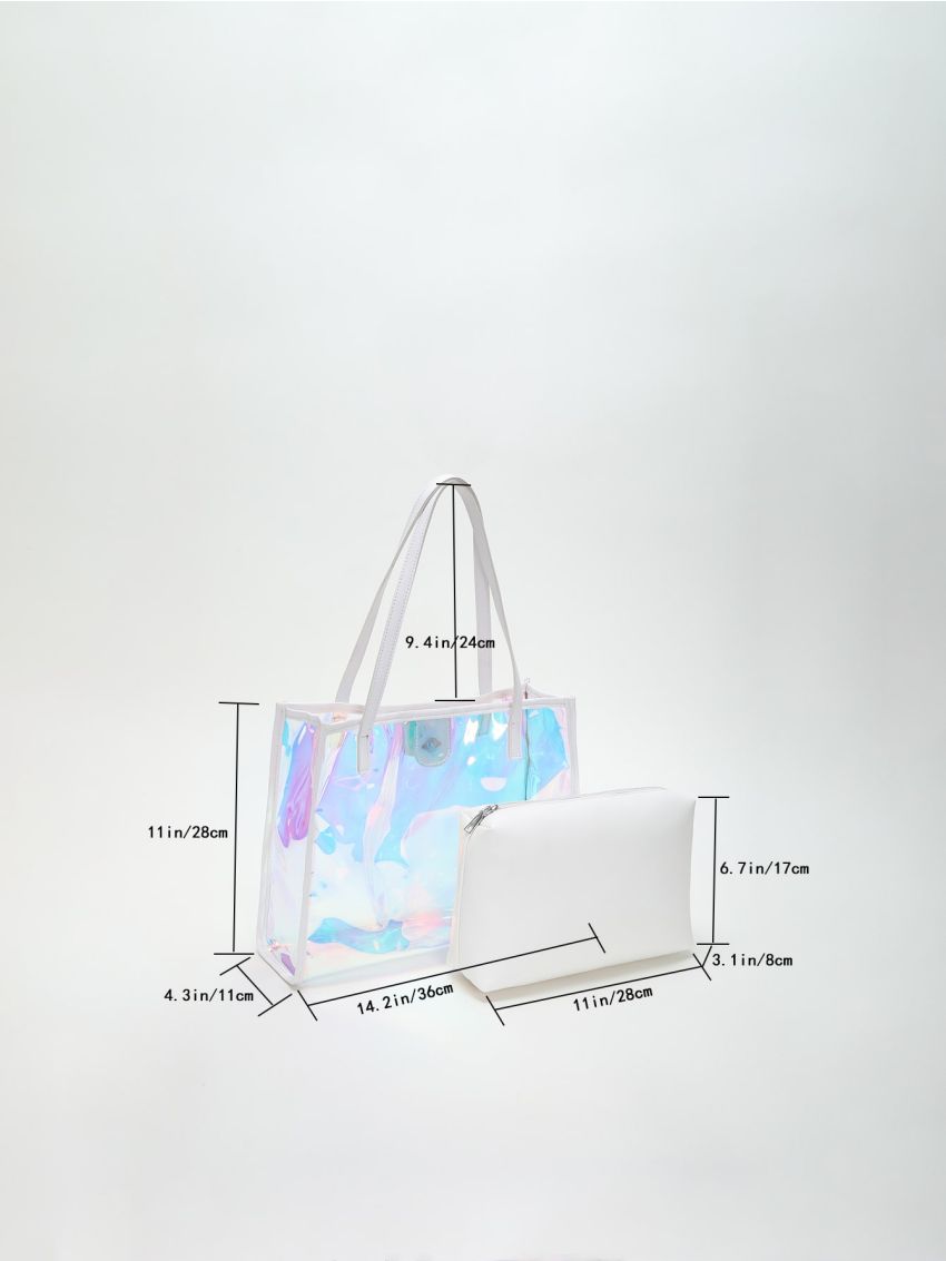 Clear Beach Bag With Inner Pouch Holographic Funky
