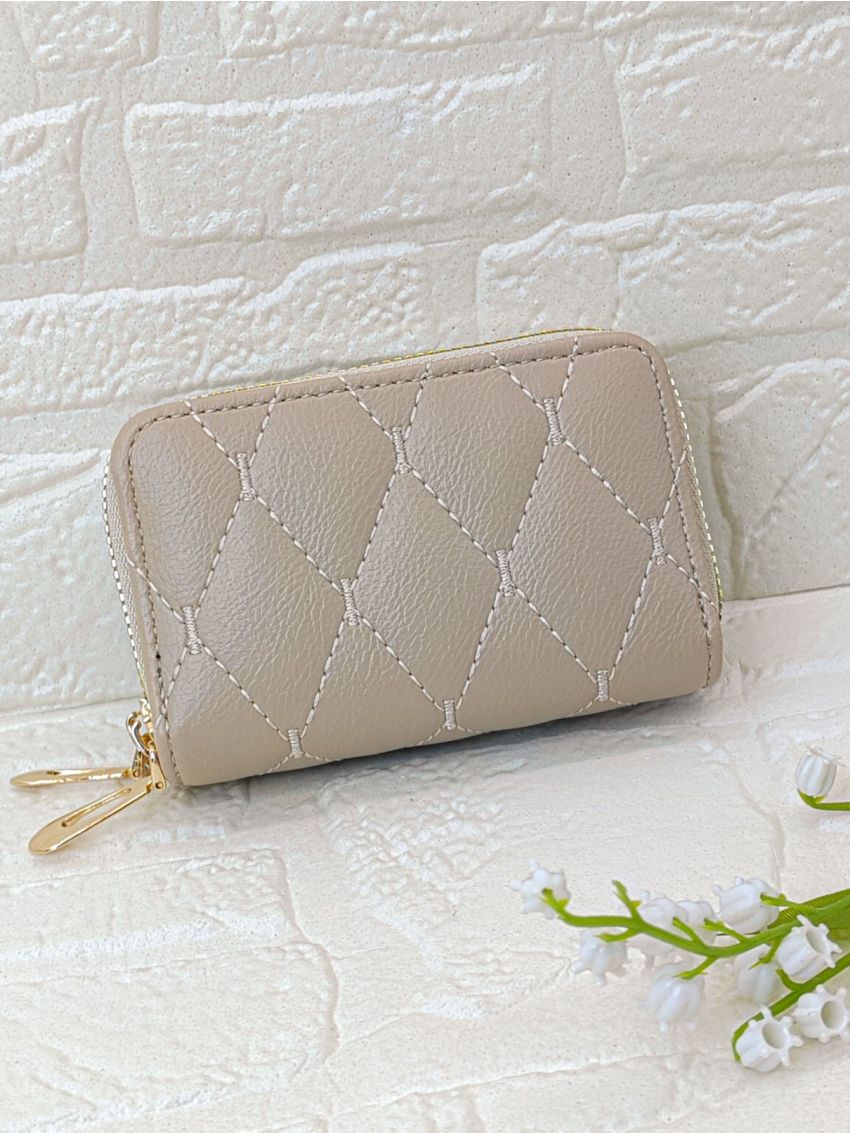 Stitch Detail Multiple Card Slots With Zipper