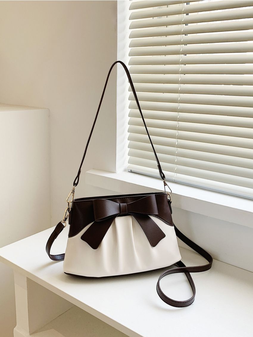 Small Bucket Bag Bow & Ruched Detail