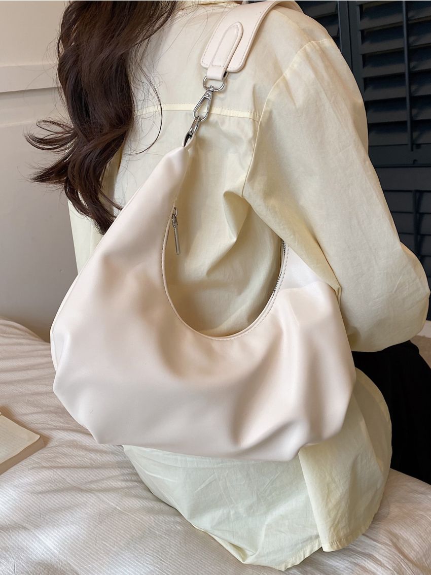 Medium Ruched Bag Minimalist Solid Color Elegant Style