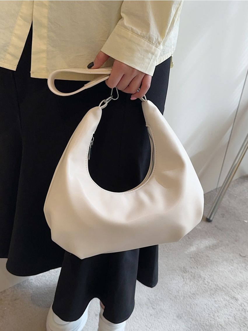 Medium Ruched Bag Minimalist Solid Color Elegant Style