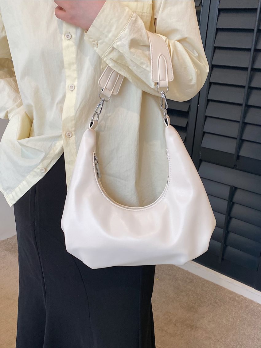 Medium Ruched Bag Minimalist Solid Color Elegant Style