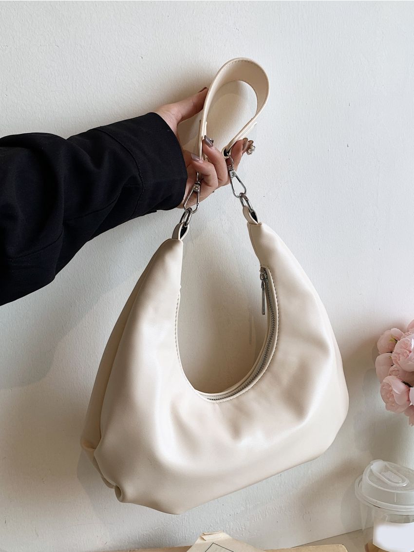 Medium Ruched Bag Minimalist Solid Color Elegant Style