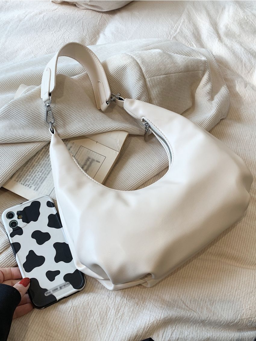 Medium Ruched Bag Minimalist Solid Color Elegant Style