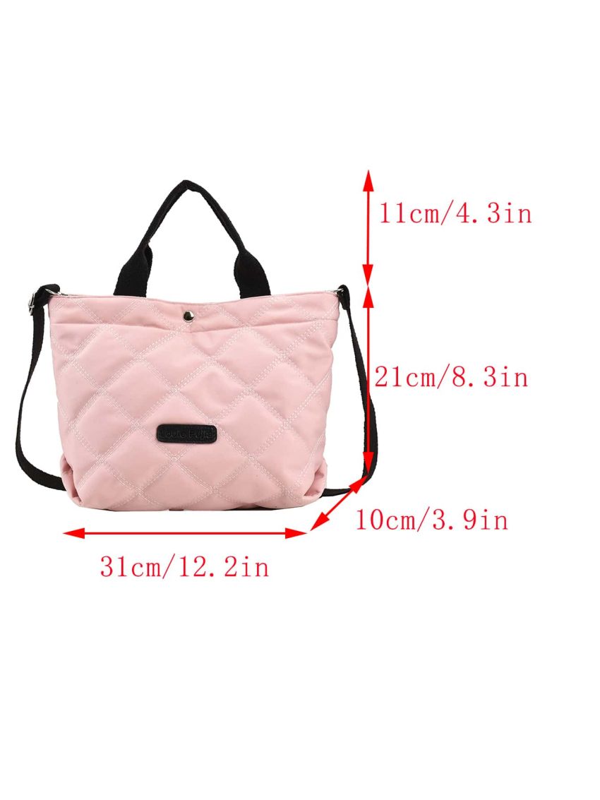 Quilted Top Handle Bag Small Double Handle Pink