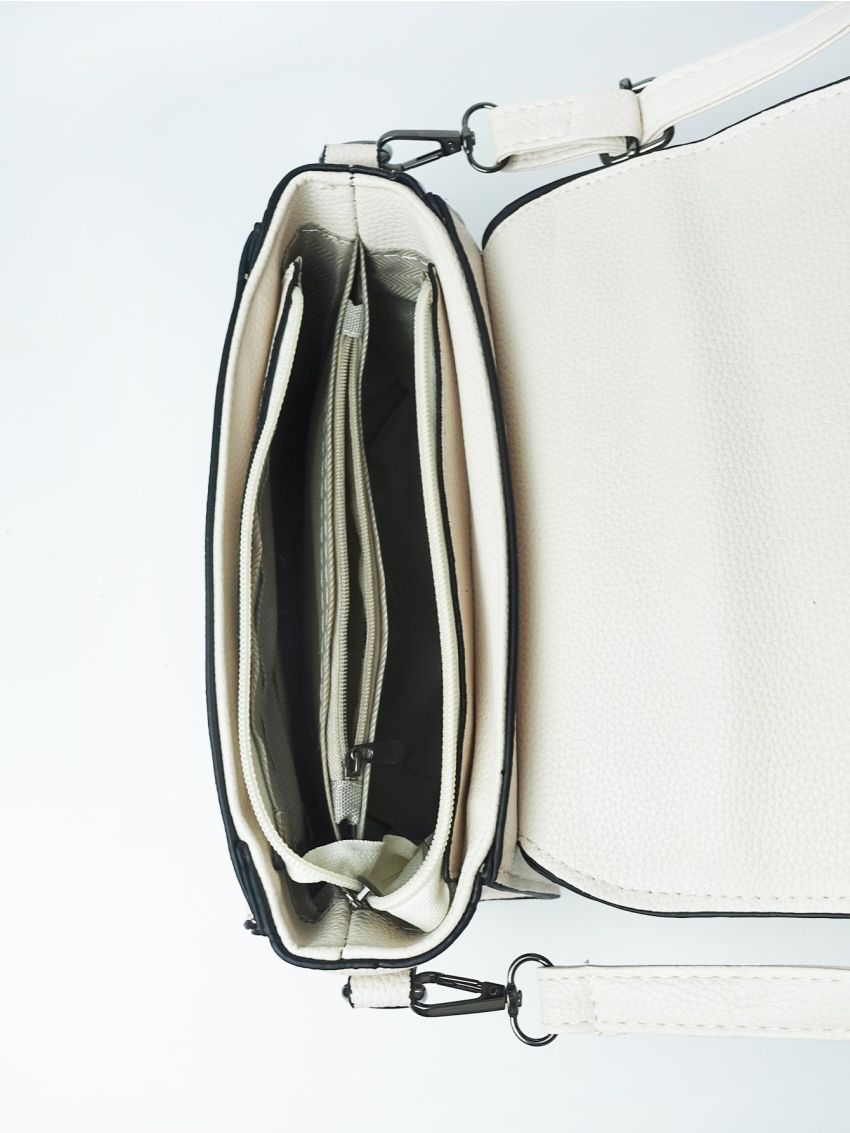 Medium Square Bag Buckle Decor Crocodile Embossed