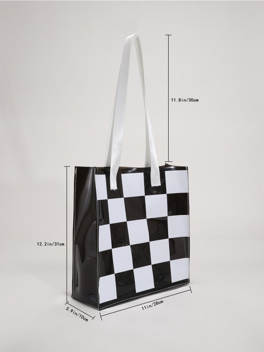 Medium Square Bag Plaid Pattern Double Handle