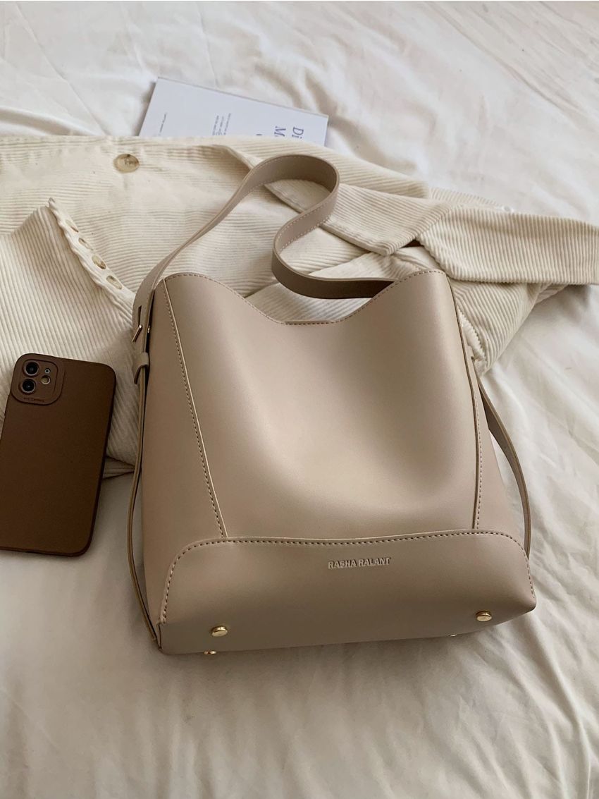 Medium Bucket Bag Stitch Detail Top Handle For Work