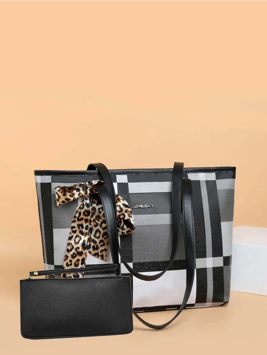 Elegant Colorblock Tote Bag, Women's Trendy Zipper Handbag, Casual Large Capacity Shoulder Bag, Best Work Bag For Women