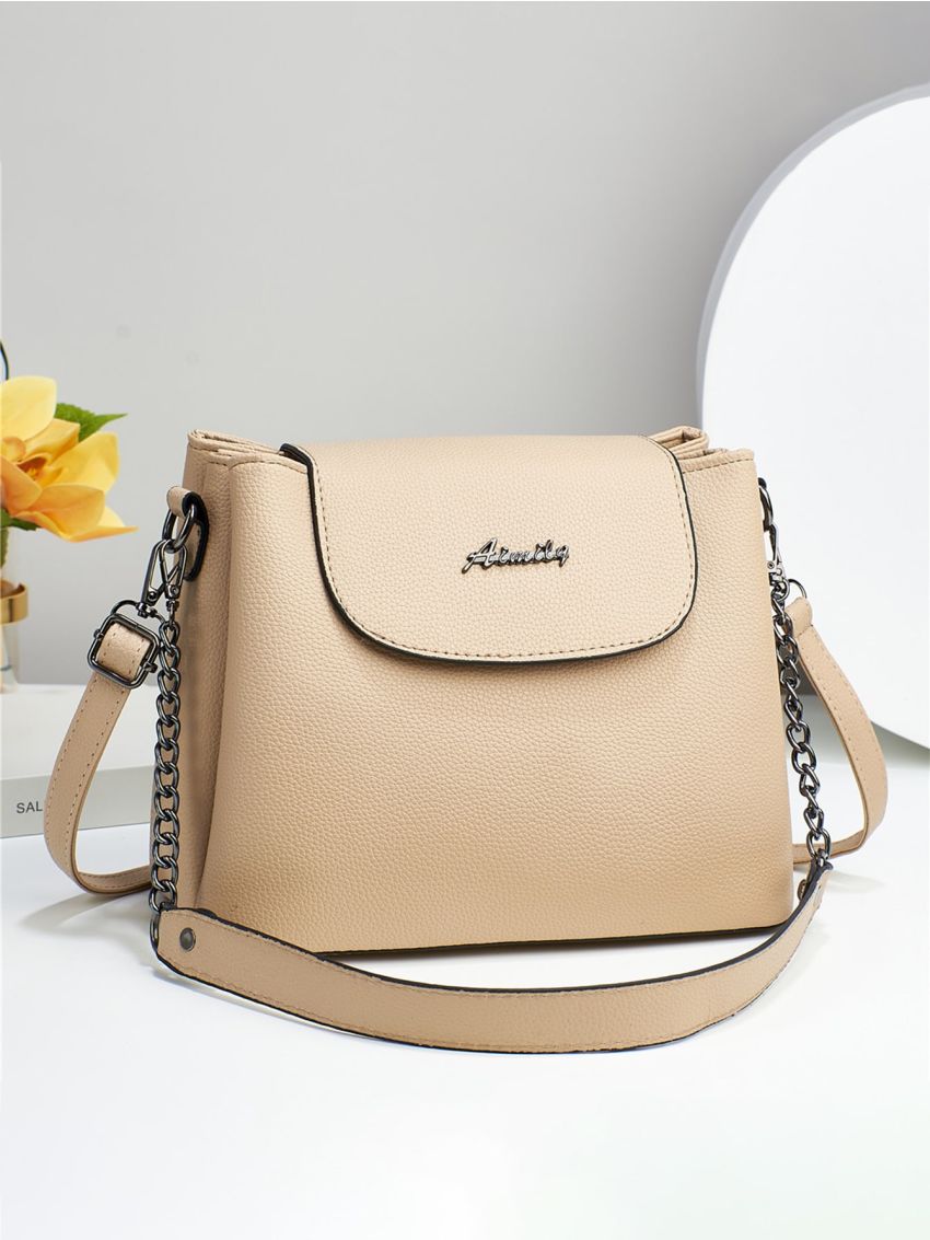 Crocodile Embossed Letter Decor Flap Square Bag, Mothers Day Gift For Mom