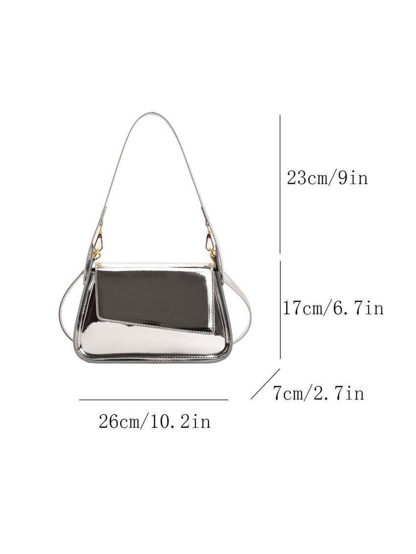 Minimalist Baguette Bag Flap Metallic Funky