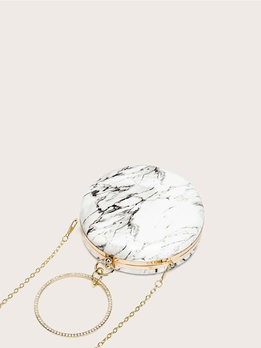 Mini Ring Handle Design Glitter Chain Circle Bag