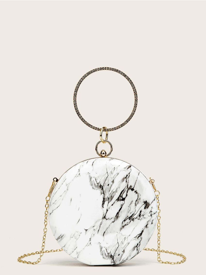 Mini Ring Handle Design Glitter Chain Circle Bag