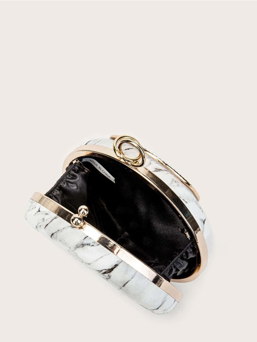 Mini Ring Handle Design Glitter Chain Circle Bag