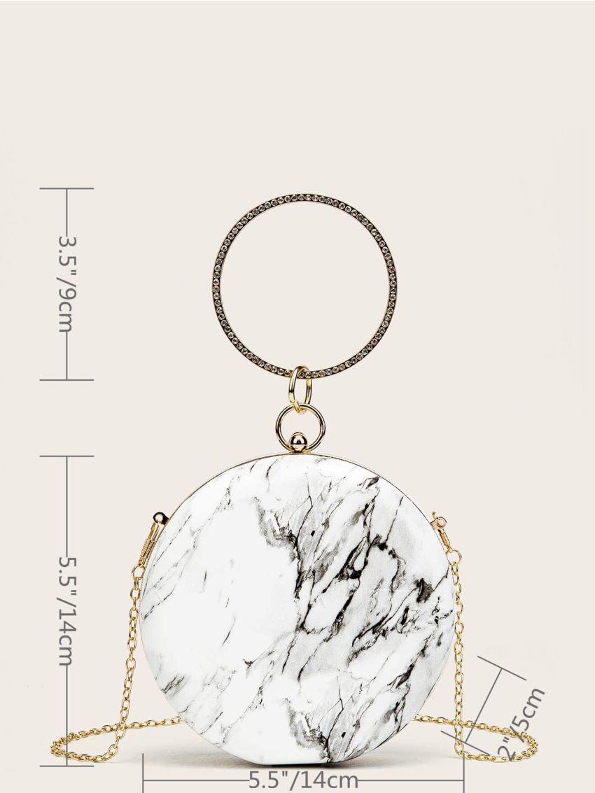 Mini Ring Handle Design Glitter Chain Circle Bag