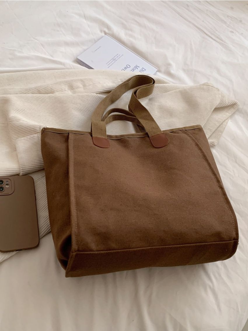 Small Shopper Bag Double Handle Solid Color Casual For Daily Outing