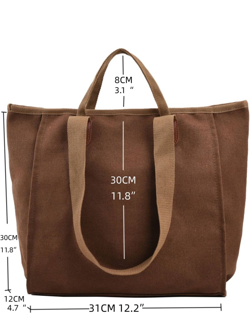 Small Shopper Bag Double Handle Solid Color Casual For Daily Outing
