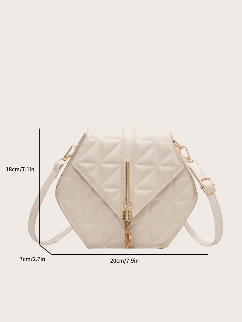 Quilted Novelty Bag Tassel Decor Mini Black