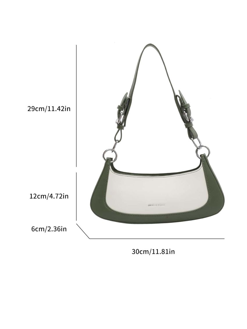 Colorblock Baguette Bag Medium Letter Graphic