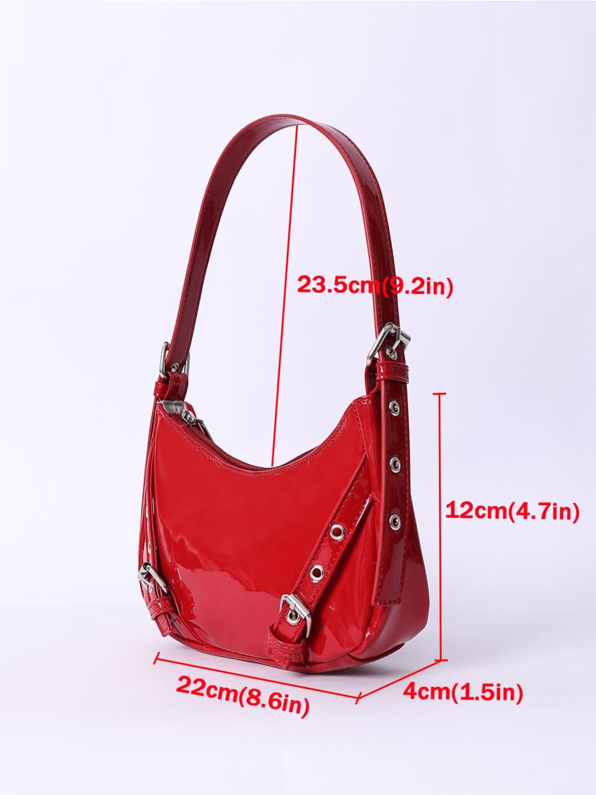 Minimalist Hobo Bag Buckle Decor Small