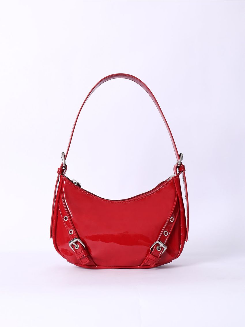 Minimalist Hobo Bag Buckle Decor Small