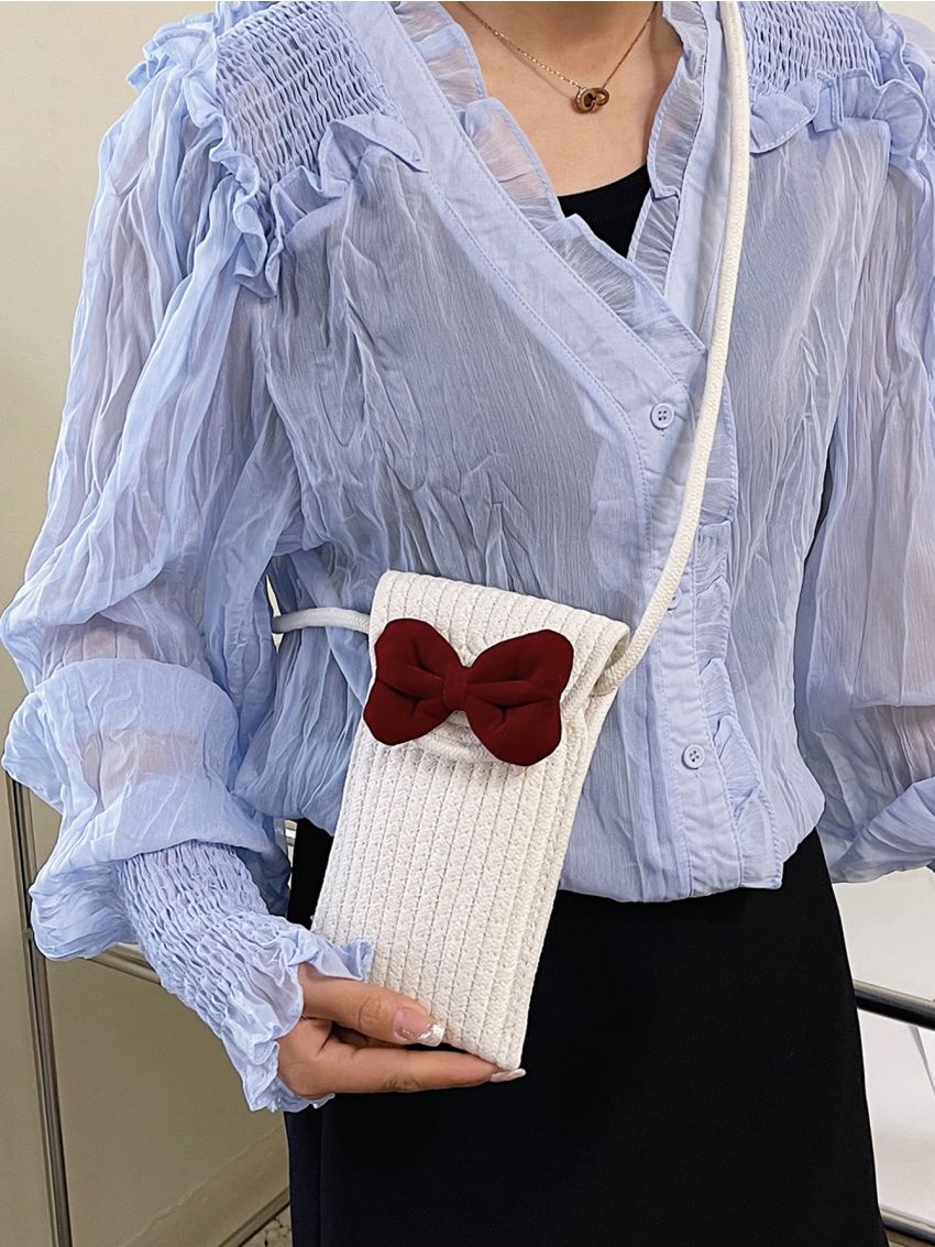 Bow Decor Flap Phone Wallet Cute