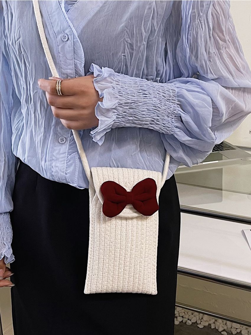 Bow Decor Flap Phone Wallet Cute