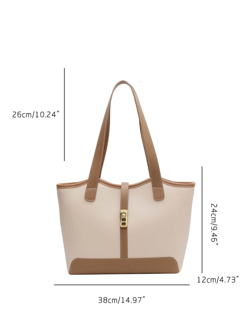 Medium Shoulder Tote Bag Colorblock Twist Lock