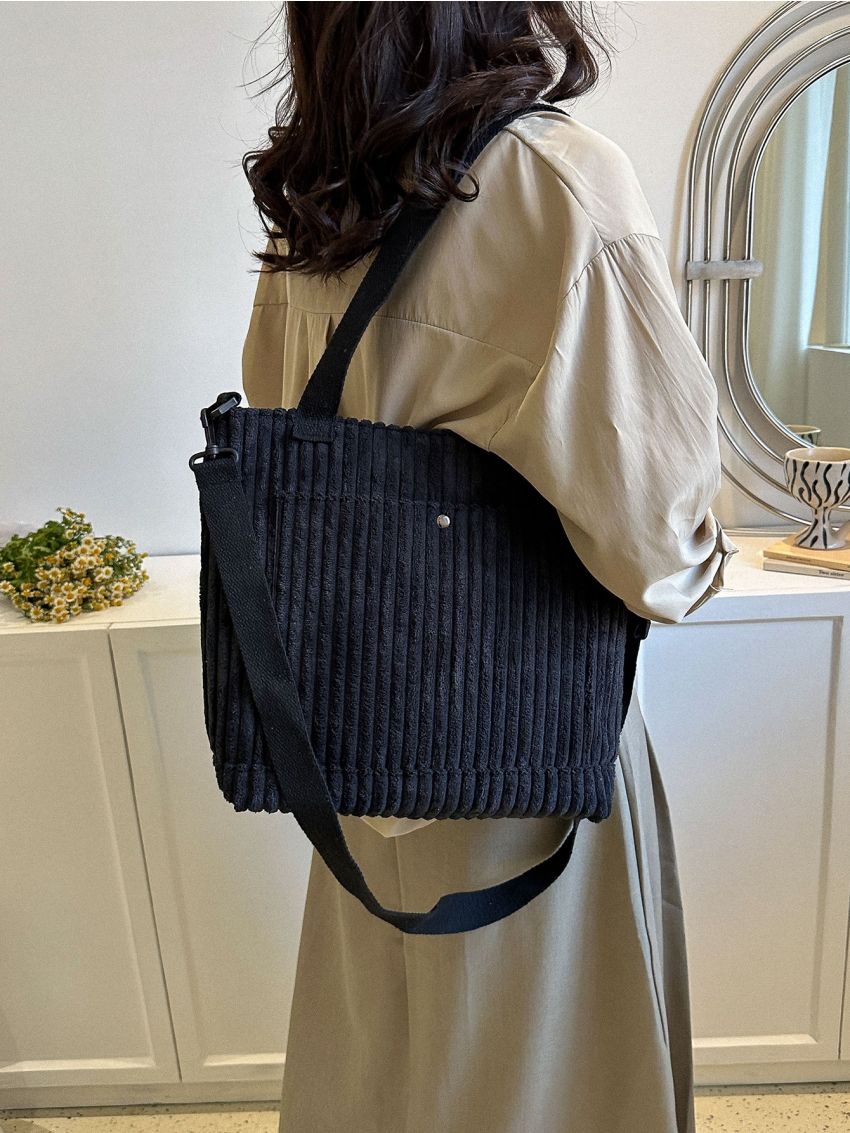 Minimalist Shopper Bag Corduroy For Shopping