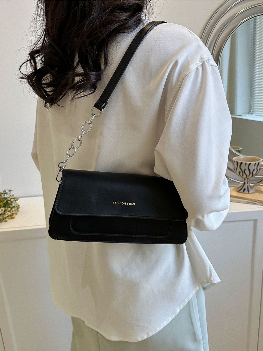 Letter Graphic Baguette Bag Medium Flap