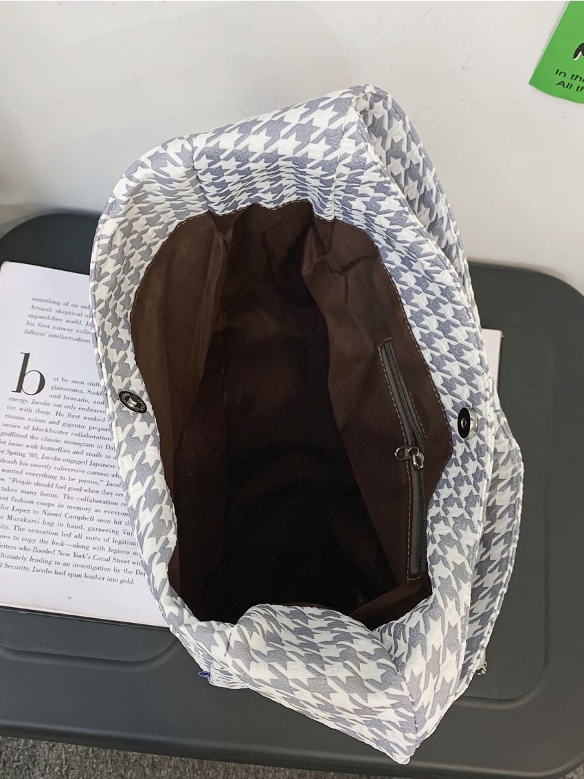 Houndstooth Hobo Bag Medium Portable