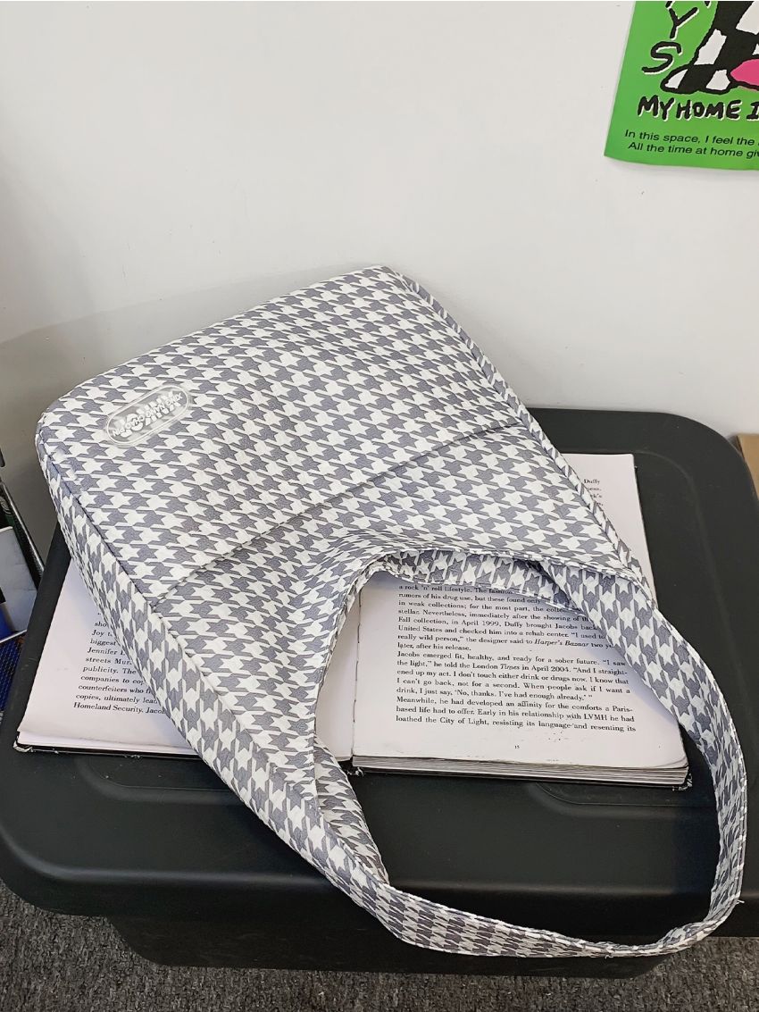 Houndstooth Hobo Bag Medium Portable