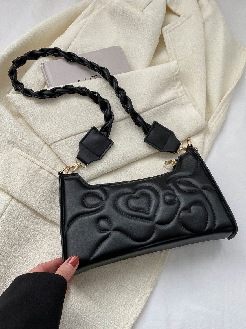 Quilted Baguette Bag Small Black