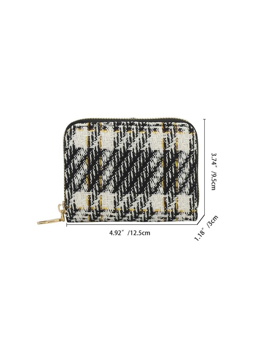 Plaid Graphic Card Holder Zipper Lightweight