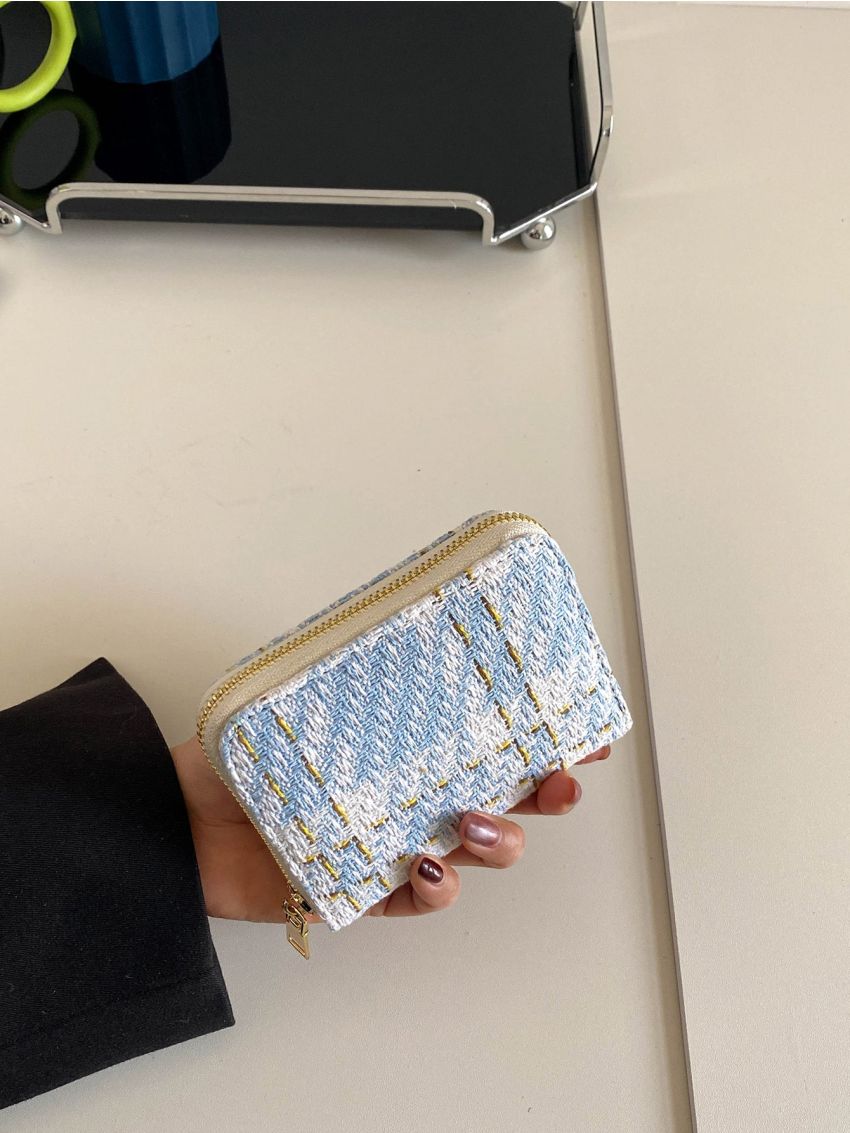Plaid Graphic Card Holder Zipper Lightweight