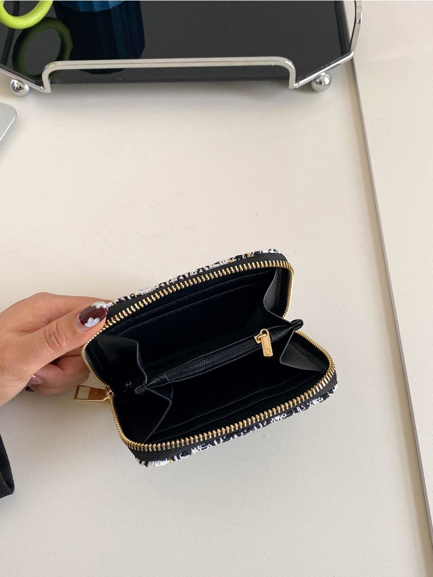 Plaid Graphic Card Holder Zipper Lightweight