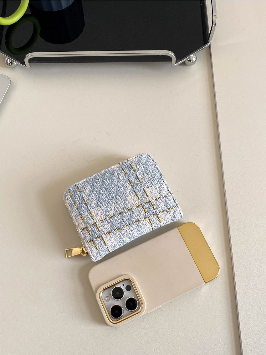 Plaid Graphic Card Holder Zipper Lightweight