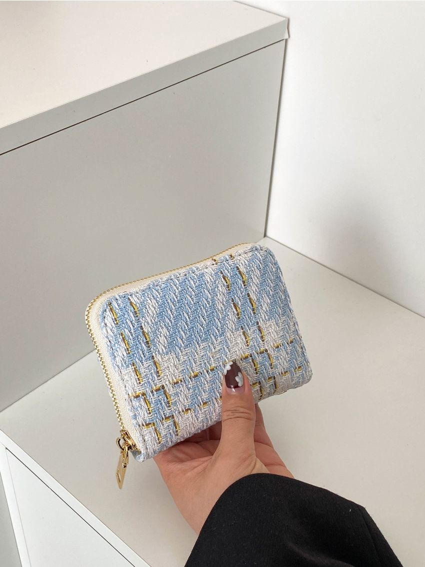 Plaid Graphic Card Holder Zipper Lightweight