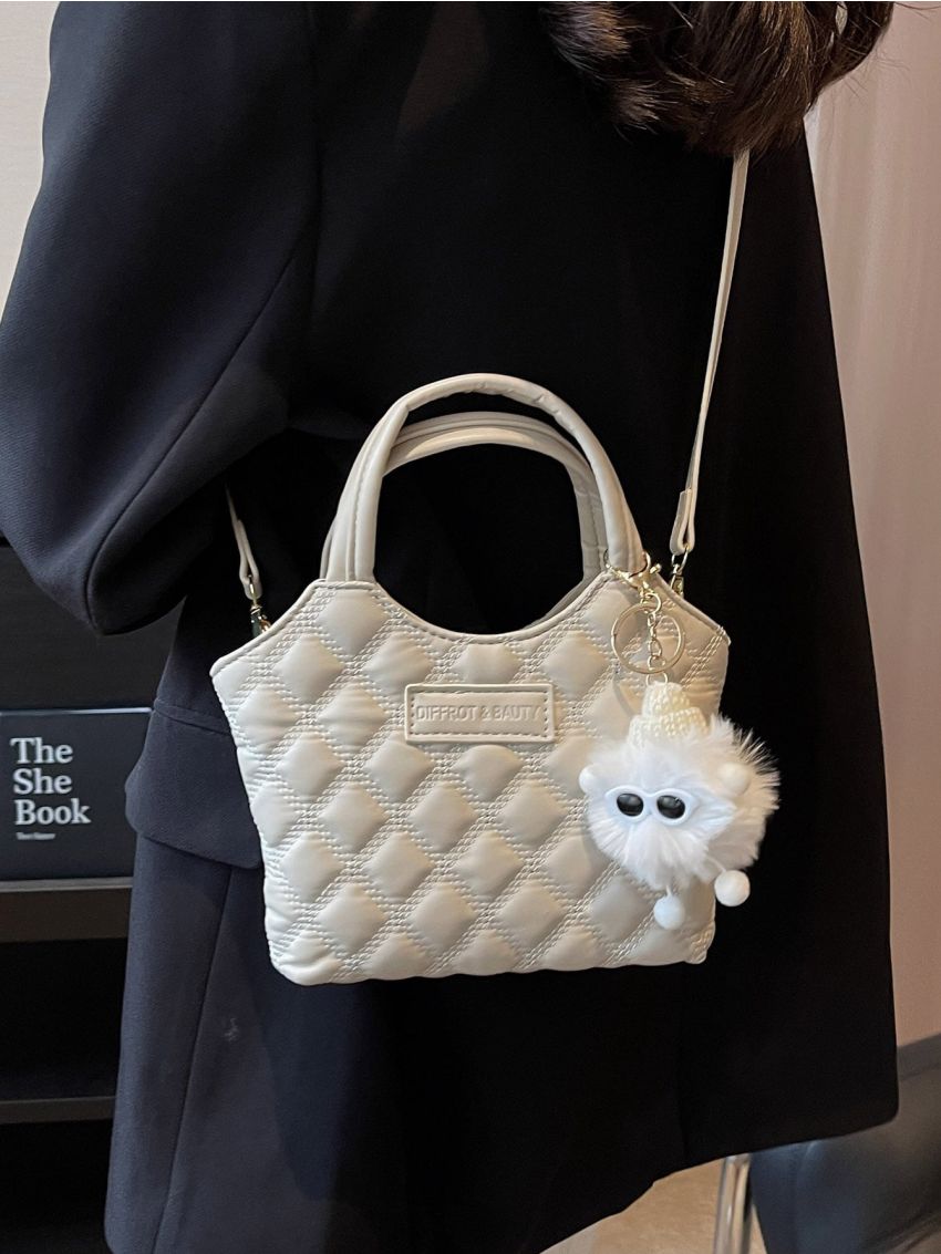 Mini Letter Patch Square Bag Quilted Pattern Fashion