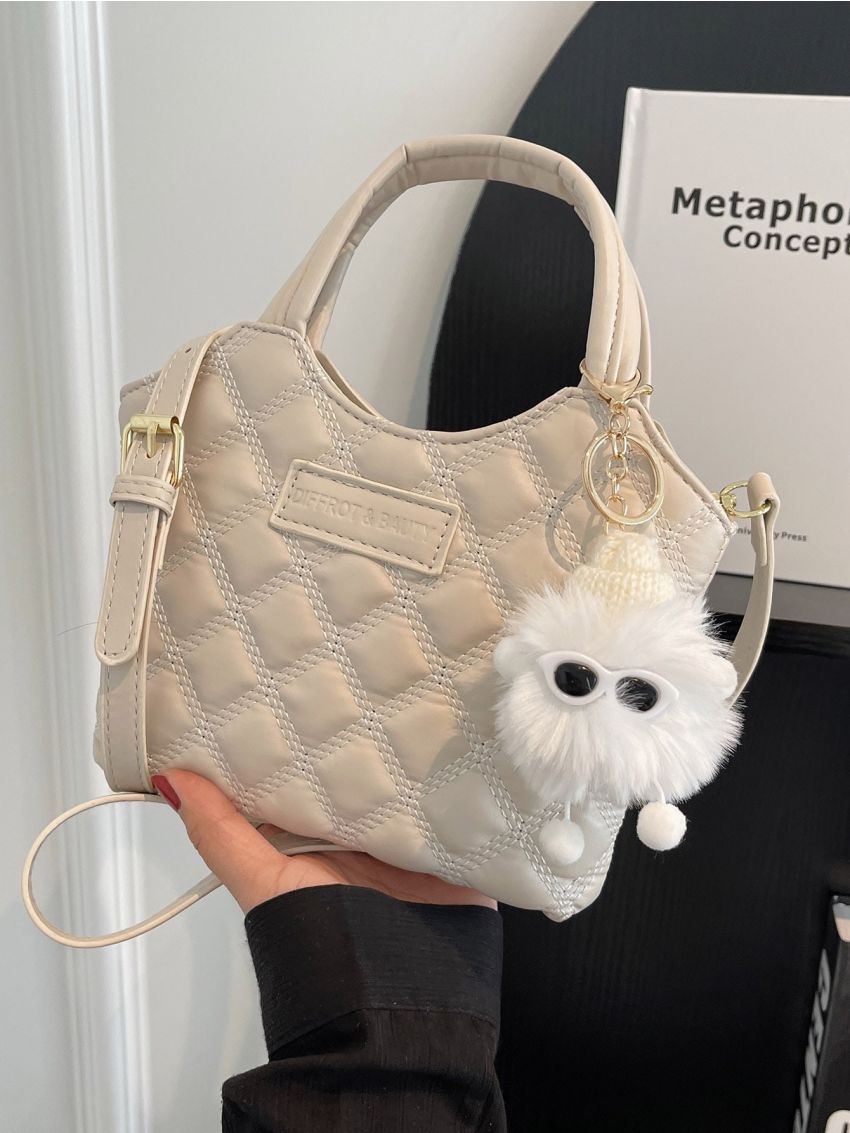 Mini Letter Patch Square Bag Quilted Pattern Fashion