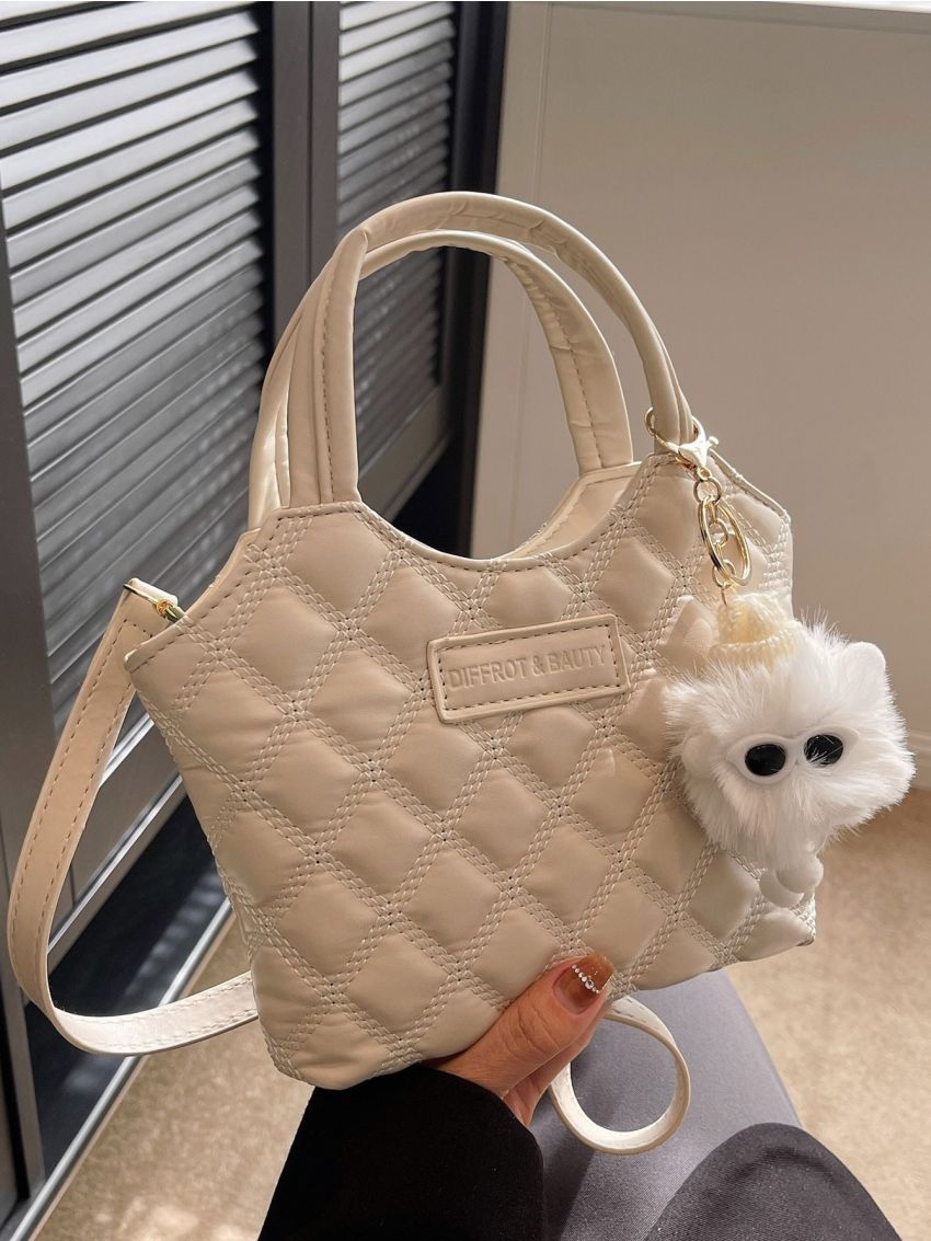 Mini Letter Patch Square Bag Quilted Pattern Fashion