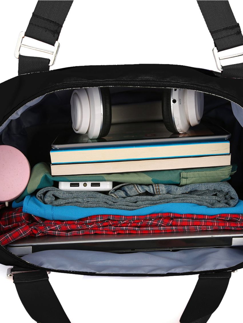 Large Duffel Bag Plain Black High-Capacity Sporty For Computer School Workout Travel